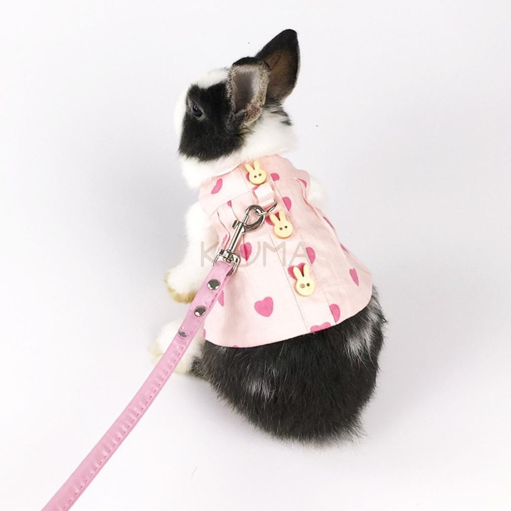 [KUMA] 1 SET Baju Kelinci Pink Heart Rompi Kelinci Tali Harnes Marmut Rabbit Guinea Pig Anjing Mini 