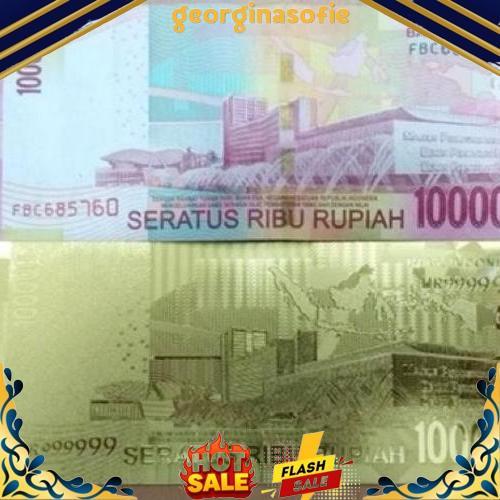 Termurah Uang Replika 100.000 Rupiah Lapis Emas 24K Seratus Ribu Gold Plated