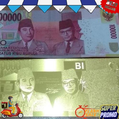 Harga Grosir Uang Replika 100.000 Rupiah Lapis Emas 24K Seratus Ribu Gold Plated