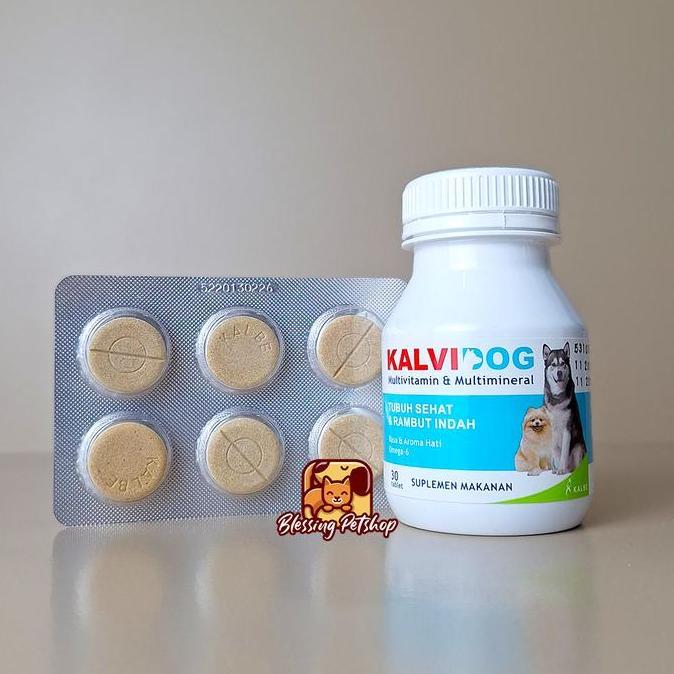 Kalvidog Obat Tulang dan Bulu Anjing 30 tablet(KALSIUM ANJING&KUCING)