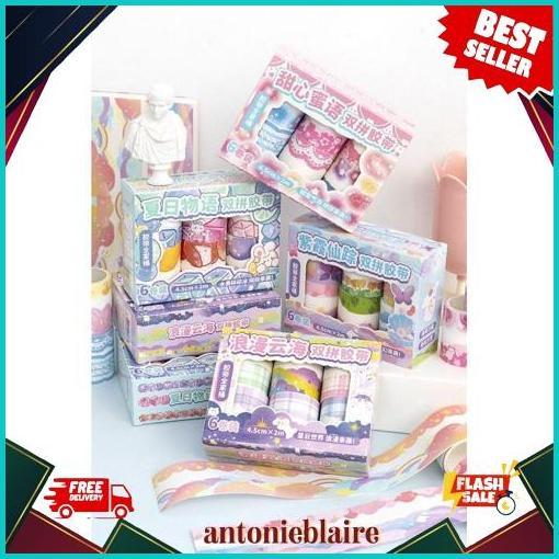 Baru [1Box 12Pcs] Washi Tape Stiker Pinggiran Buku Hiasan Jurnal Sticker Aesthetic