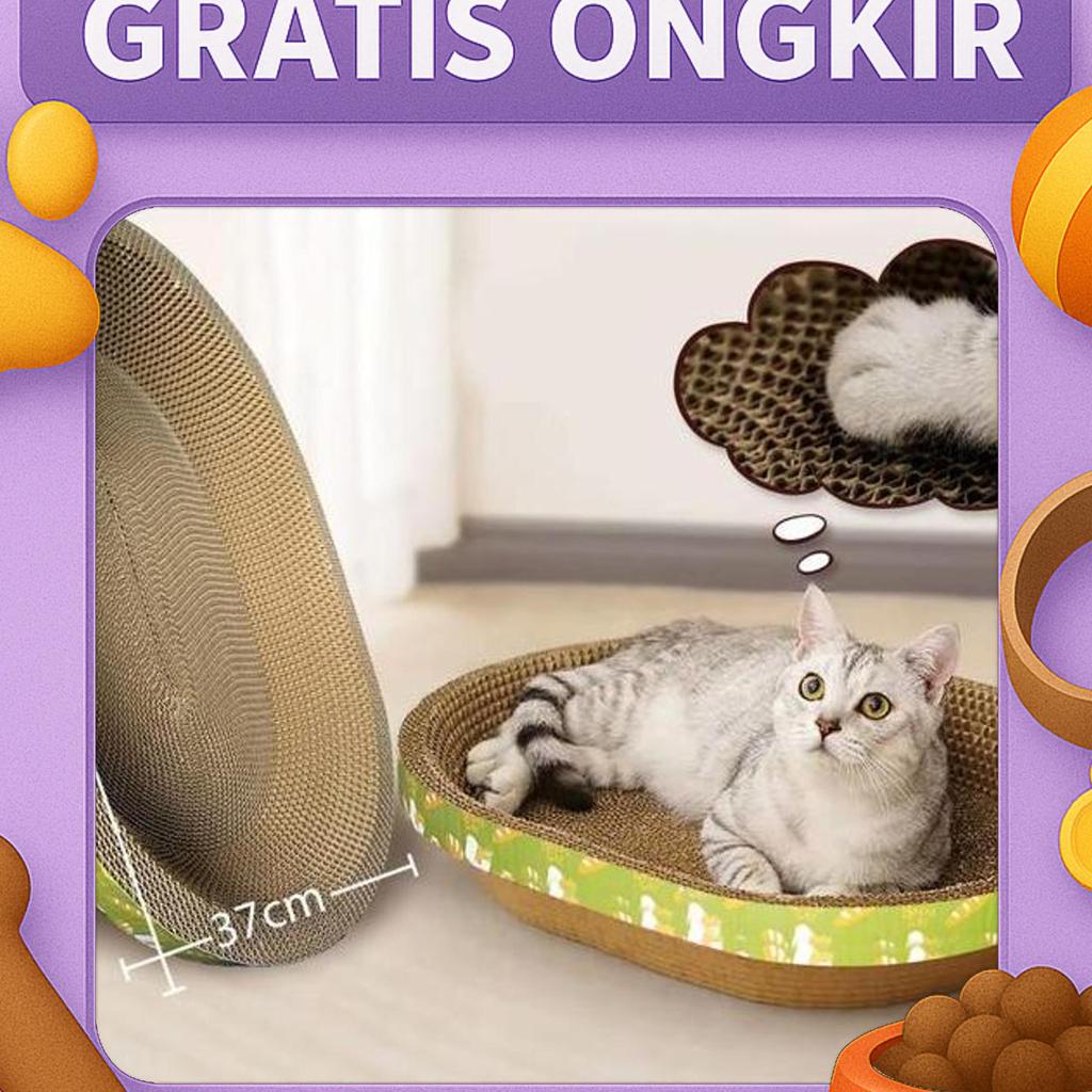 Papan Garukan Tempat Tidur Kucing Bentuk Oval 369210