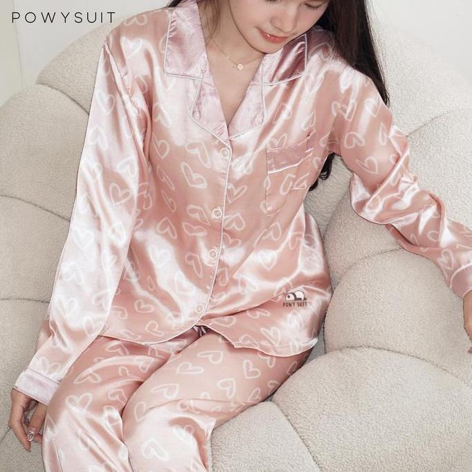 Promo YX  Love  Powysuit Baju Tidur Wanita Lengan Panjang Celana Panjang Motif Love lembut Setelan D