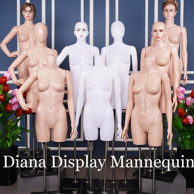 FAZAZENN - MANEKIN BODYFIT WANITA PLASTIK + TIANG PENYANGGA - PATUNG BAJU ATASAN & CELANA DRESS KEBA