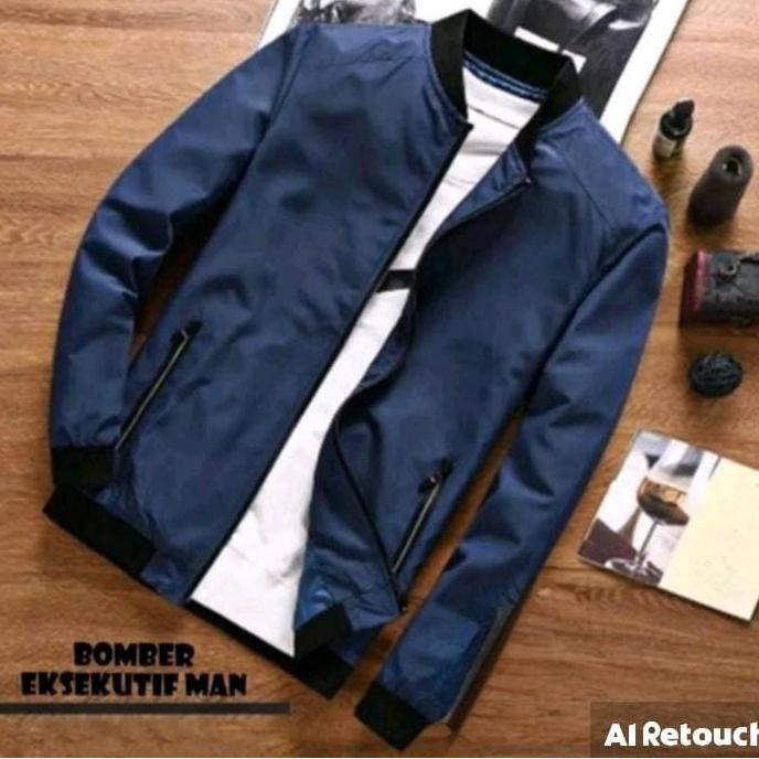BOMBER EXSEKUTIF MAN_JAKET BOMBER PRIA_JAKET PARASUT PRIA Nyaman Simple_MAX BB 60KG (bahan despo tip