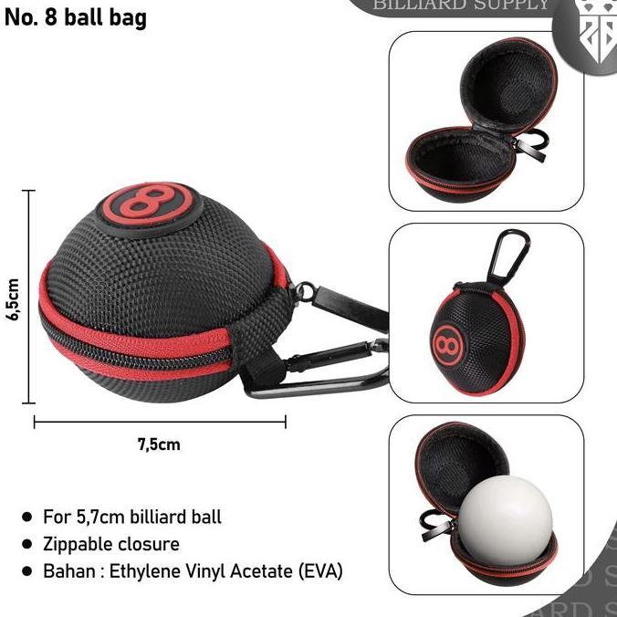Billiard Ball Bag No.8 - Tas Bola Biliar Carabiner Storage Pool Cue - Tempat Bola Billiar