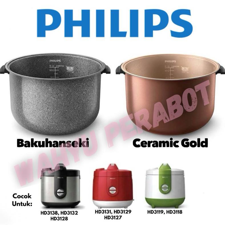 PHILIPS HD3110/33 Inner Pot 2L Bakuhanseki dan Ceramic Gold Panci for HD3132/ HD3129/ HD3119 / HD313