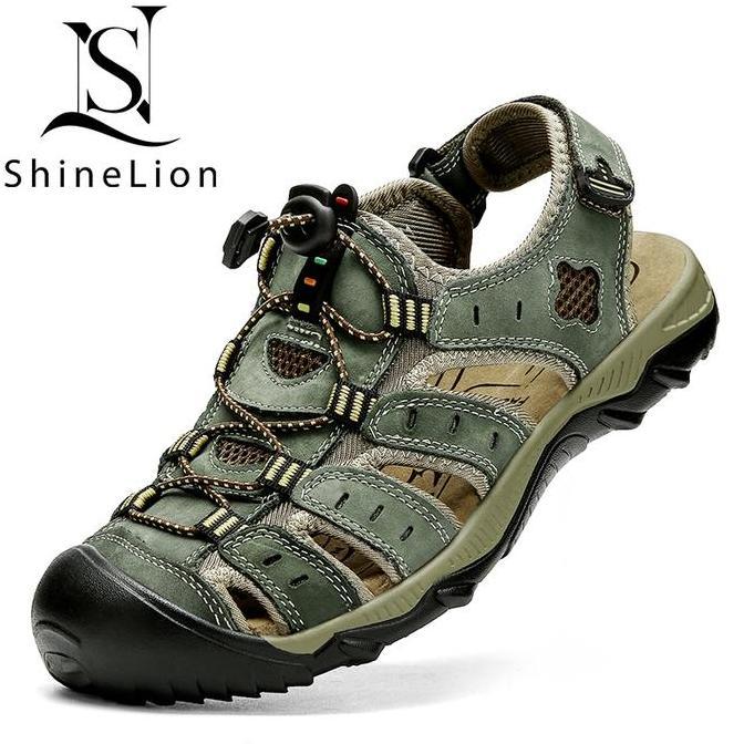 KP-2026 Sandal Kulit Pria Asli Original Tapak Karet Tebal Ringan Sandal Pria Gunung Trendy Outdoor P