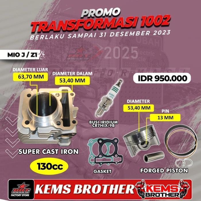 Blok Bore Up Injeksi Casting Iron 130Cc & 150Cc Brt Original - Untuk Mio J, Jupiter Z1, Xride, Fino 