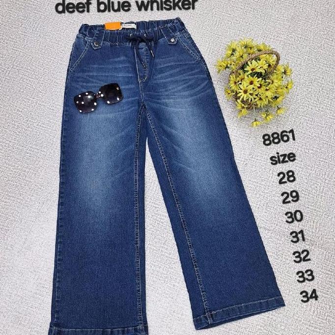 CELANA JEANS  FELINO KULOT PANJANG KARET KELILING (TALY AKTIF)