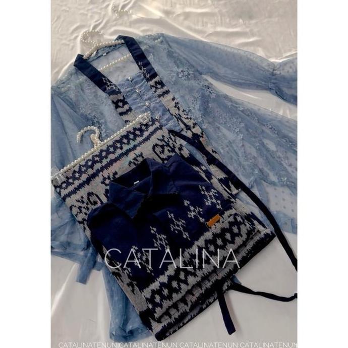 COUPLE TENUN KEBAYA WIDURI NEW SUMBA NAVY BAJU KONDANGAN COUPLE ONE SET WANITA OUTFIT KONDANGAN Lili