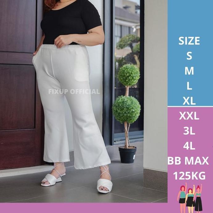Cutbray Pants Jumbo Hitam Celana Hhwaist Scuba Putih