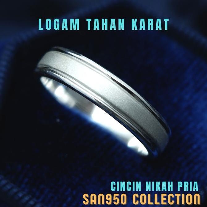 [S050] Cincin Kawin Pria Premium SAN950 Palladium, Platinum & Emas Putih, Perak 950 | Minimalis, Nik