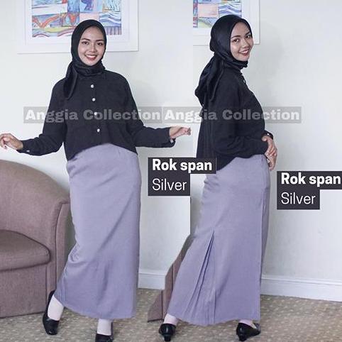 Promo Rok Span/Rok Kerja Wanita/Rok Formal Warna Moca Khaki Putih Silver Ungu Tua Cream Merah Kancin