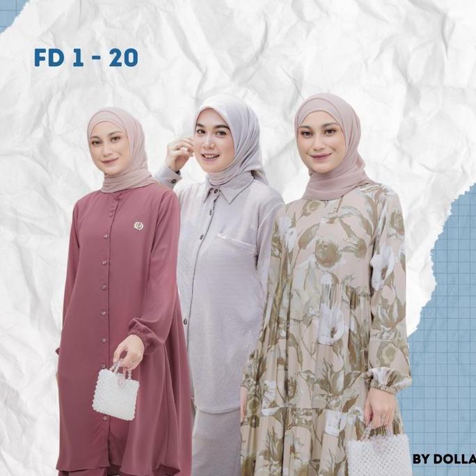 Promo By Dolla - Kode Fd 1-20  - Baju Atasan Kemeja Gamis Kulot Wanita Muslim Cod