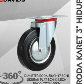 Roda Troli Gerobak Etalase Mesin Cuci Kulkas Caster 3 Inch Karet Ban Lemari Hidup