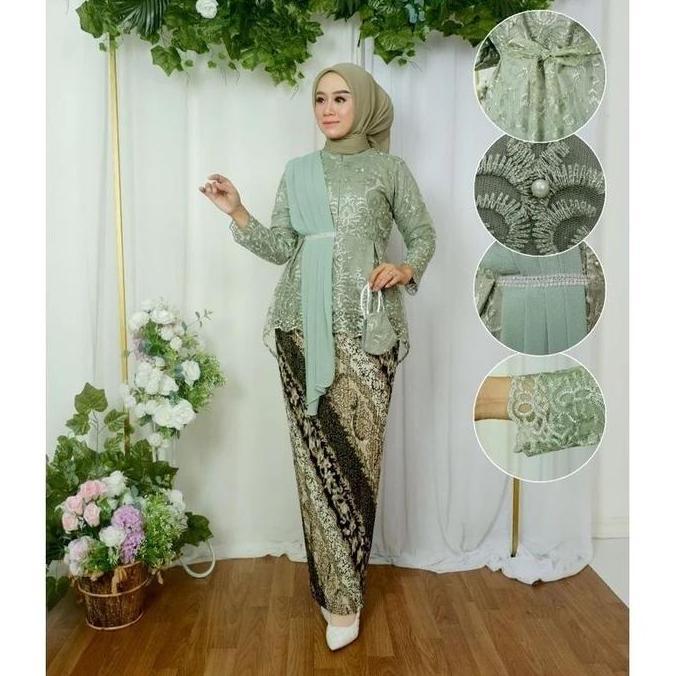 Promo Aurora Selendang Serutty/ Kebaya Modern/ Kebayawisuda Baju Dress Wanita Kondangan Pesta Pendek