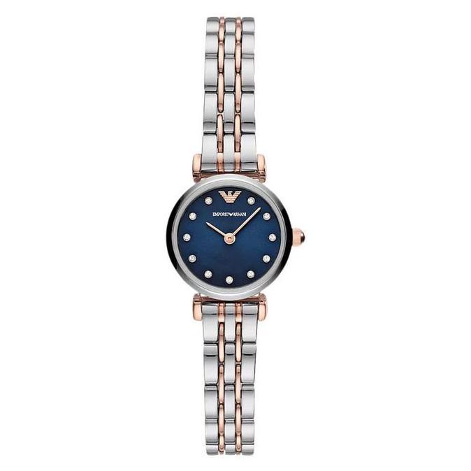 Jam Tangan Wanita Emporio Armani AR11222 Blue Dial Dual Tone Stainless Steel Strap