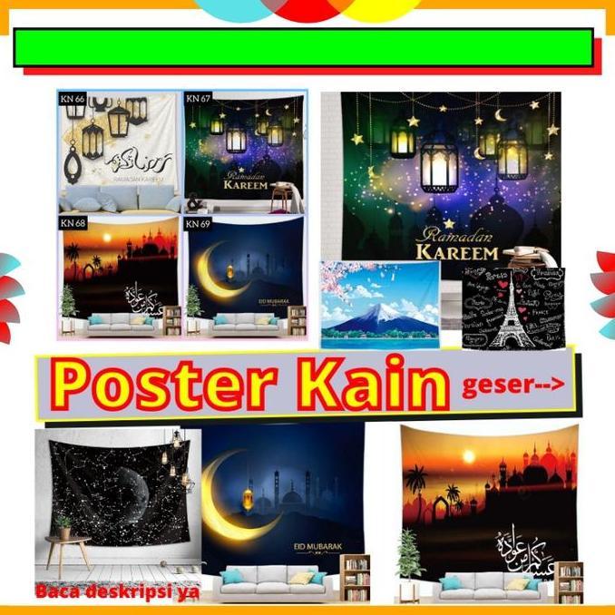 Promo POSTER WALLPAPER KAIN HIASAN DINDING RAMADHAN KALIGRAFI IDUL FITRI Diskon
