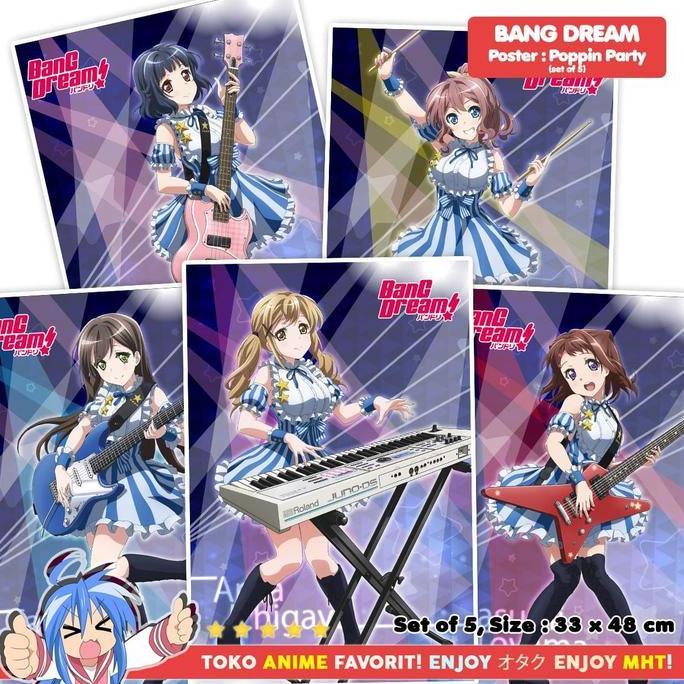 Promo Poster Anime Idol Bang Dream Poppin Party Set Of 5 Diskon
