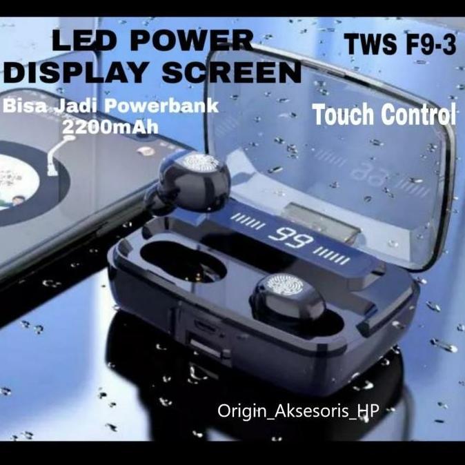 Promo Headset Bluetooth LED TWS F9-3 Model Touch Control Diskon