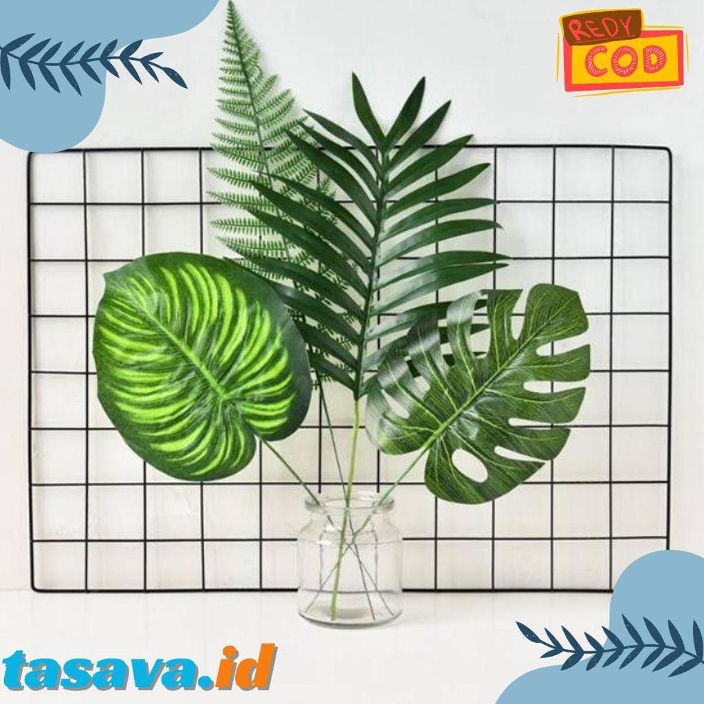 Cod Daun Monstera Artificial Palsu Menyerupai Asli Daun Dekorasi Vintage Rso
