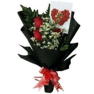 Hand Buket Bunga Mawar Asli 3 Tangkai + Ucapan Termurah