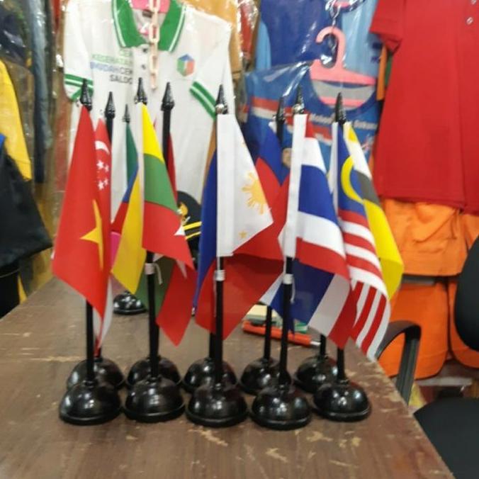 Spesial Bendera Meja Negara Lengkap + Tiang