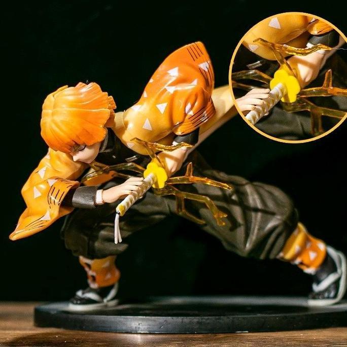 Action Figure Demon Slayer Zenitsu Agatsuma 14cm Fighting Sword Kimetsu No Yaiba