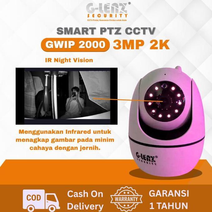 Barustockbnyk- Glenz Smart Cctv Gwip 2000 Ptz 360 Derajat Ip Cam Wifi 3Mp | Camera Cctv Wifi Ir Nigh