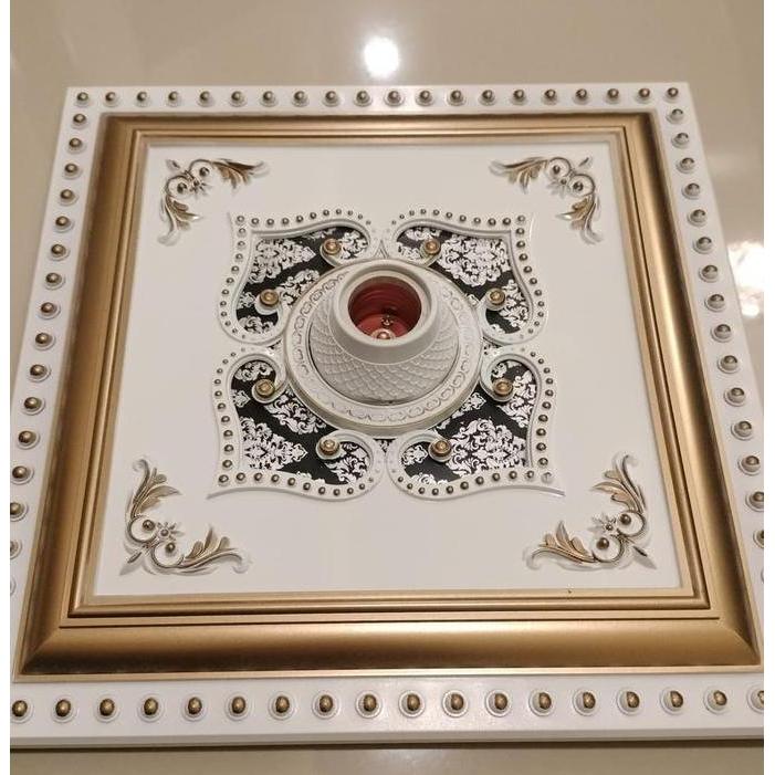 BERKUALITAS Vicon Fitting Lampu Hias Plafon 1 Dus 24 Pcs Ornamen Gypsum Diameter 30 Cm Tipe E27 Muda