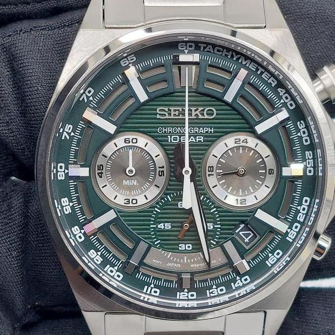Jam Tangan Seiko SSB405P1 Chronograph WR100M Green Dial Ssb405 Quartz