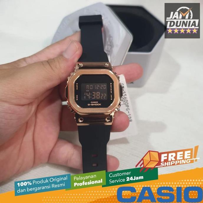 JAM TANGAN WANITA CASIO G-SHOCK ORINAL SERIES METAL SQUARE DITAL HITAM RESIN GM-S5600PG-1D CASIO G S