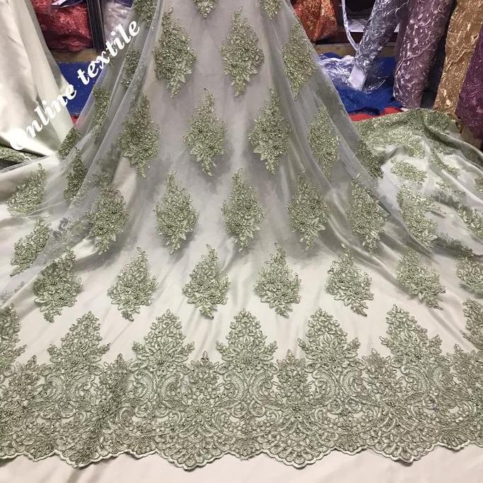 Kain-bahan tille Payet Korea / bahan kebaya brokat Payet.