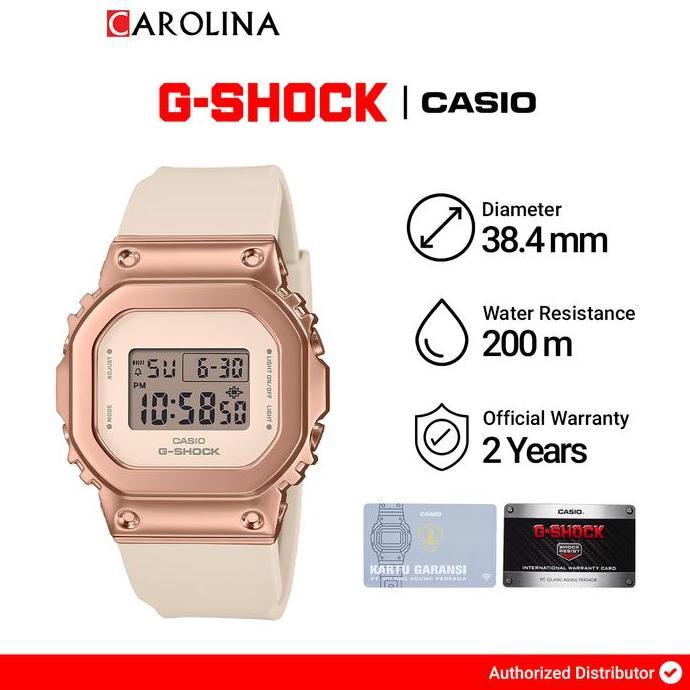 Jam Tangan Wanita Casio G-shock GM-S5600UPG-4D Dital Rose Gold Dial Bee Resin Band