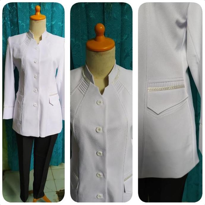 blazer guru dinas atasan putih pilos