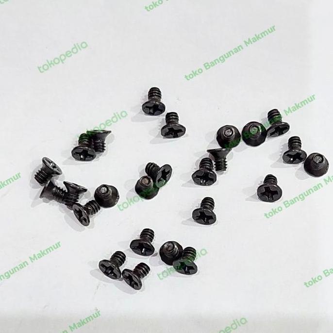 100pcs Baut Hitam M2 JF Panjang 3mm 4mm 5mm 6mm 7mm
