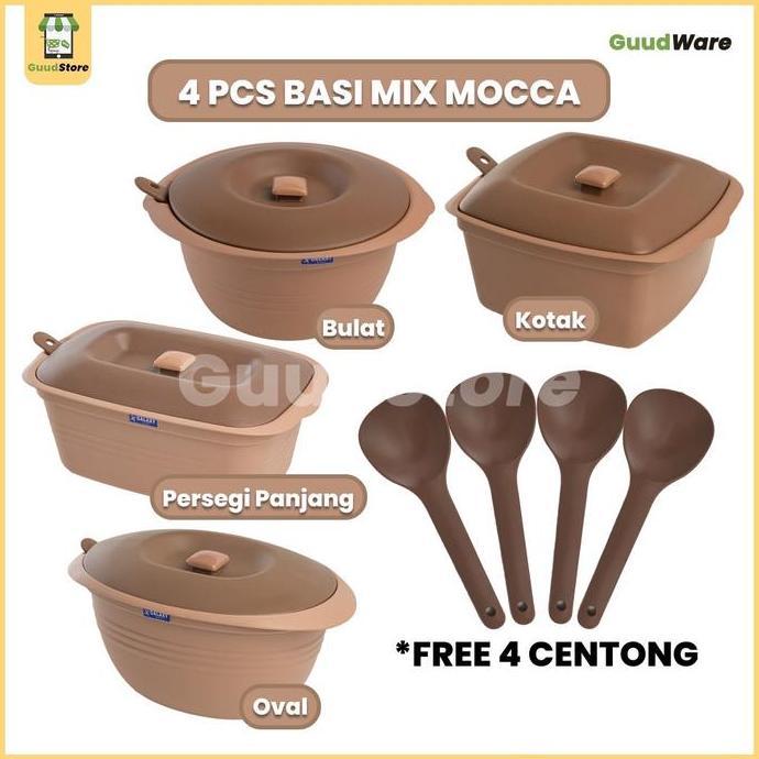 ( ISI 4 PCS ) PAKET MIX WADAH SAJI PRASMANAN SET/ PAKET MIX BASI SET SAJI PRASMANAN PLASTIK ESTETIK 