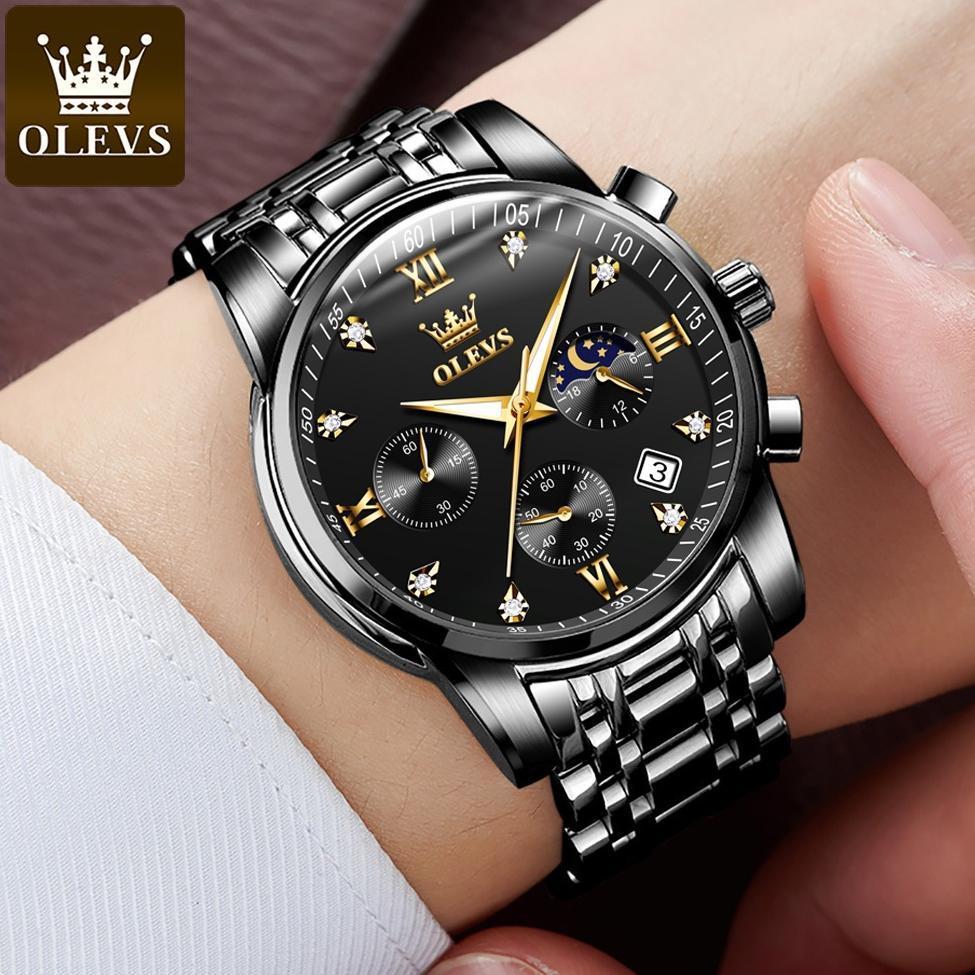 BEST DEALS OLEVS JAM TANGAN PRIA ANTI AIR ORIGINAL STAINLESS STEEL CHRONO AKTIF COWOK LUMINOUS KALEN