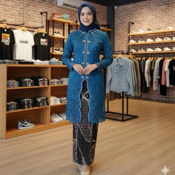 Kebaya tunik ful payet Kebaya brokat kebaya terbaru model tunik SET KEBAYA SANGHAI BURKAT PAYET Pest