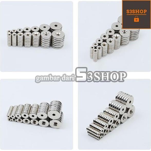New- Magnet NEODYMIUM SUPER KUAT N52 Koin Cincin Ring Baut Magnet Lubang