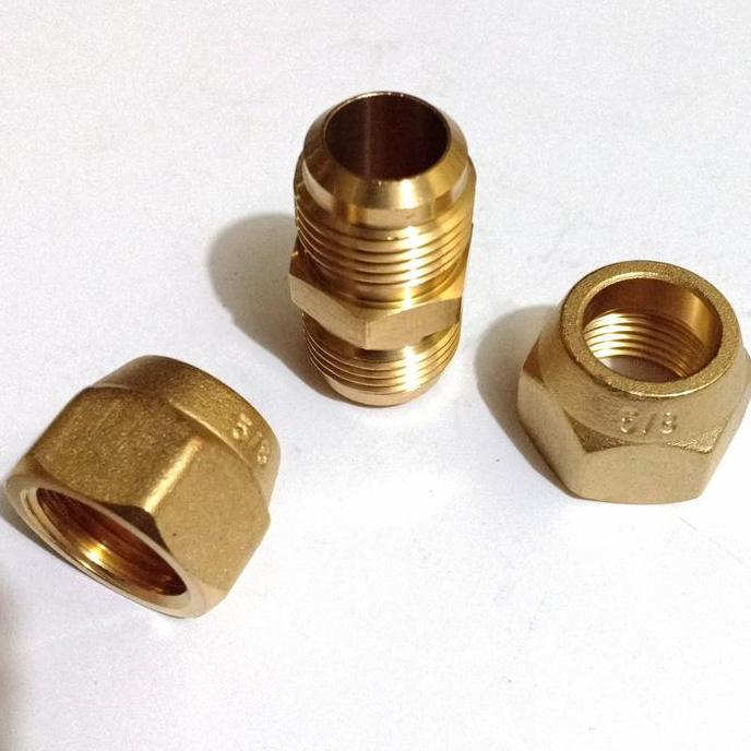 dobel Nepal nut 5/8 set Kuningan sambungan pipa tembaga ac nepal nut