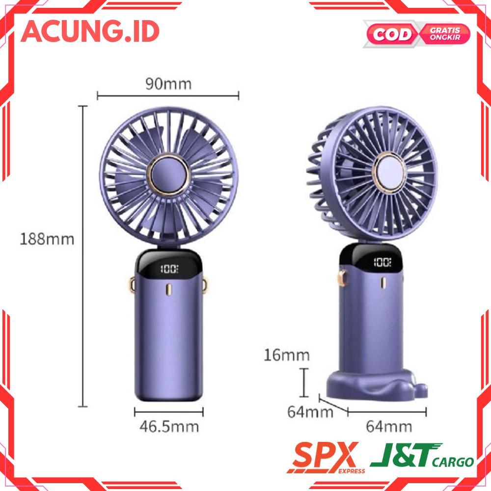 WS Kipas Angin Portable Mini USB Lipat / Kipas Portable Leher / LED Display Portable Handheld Fan 5-