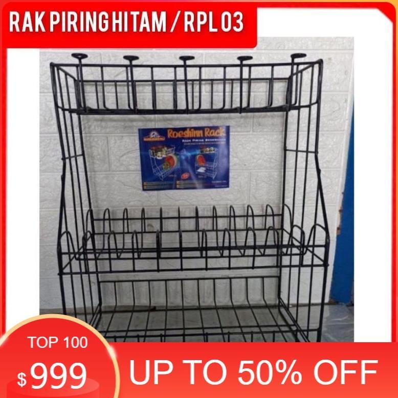Bisa Cod Rpl 03 Hitam / Rak Piring Susun 3 Anti Karat / Rak Kawat Susun 3  / Rak Piring Rpl 03 / Rak