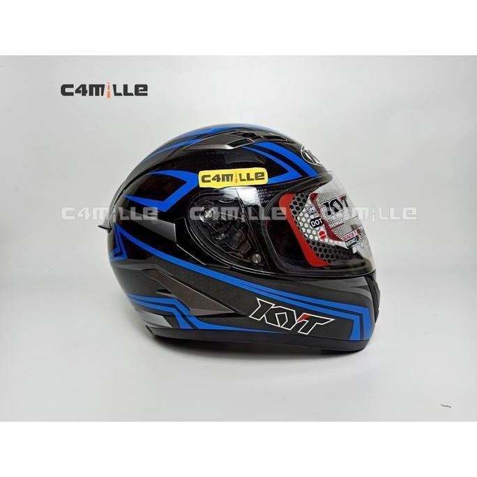 HELM KYT FALCON 2 CARBON BLACK BLUE DOUBLE VISOR FULL FACE KODE 1262