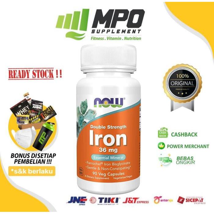 NOW Foods Double Strength Iron 36mg 90caps NOW Foods Iron NOW Iron