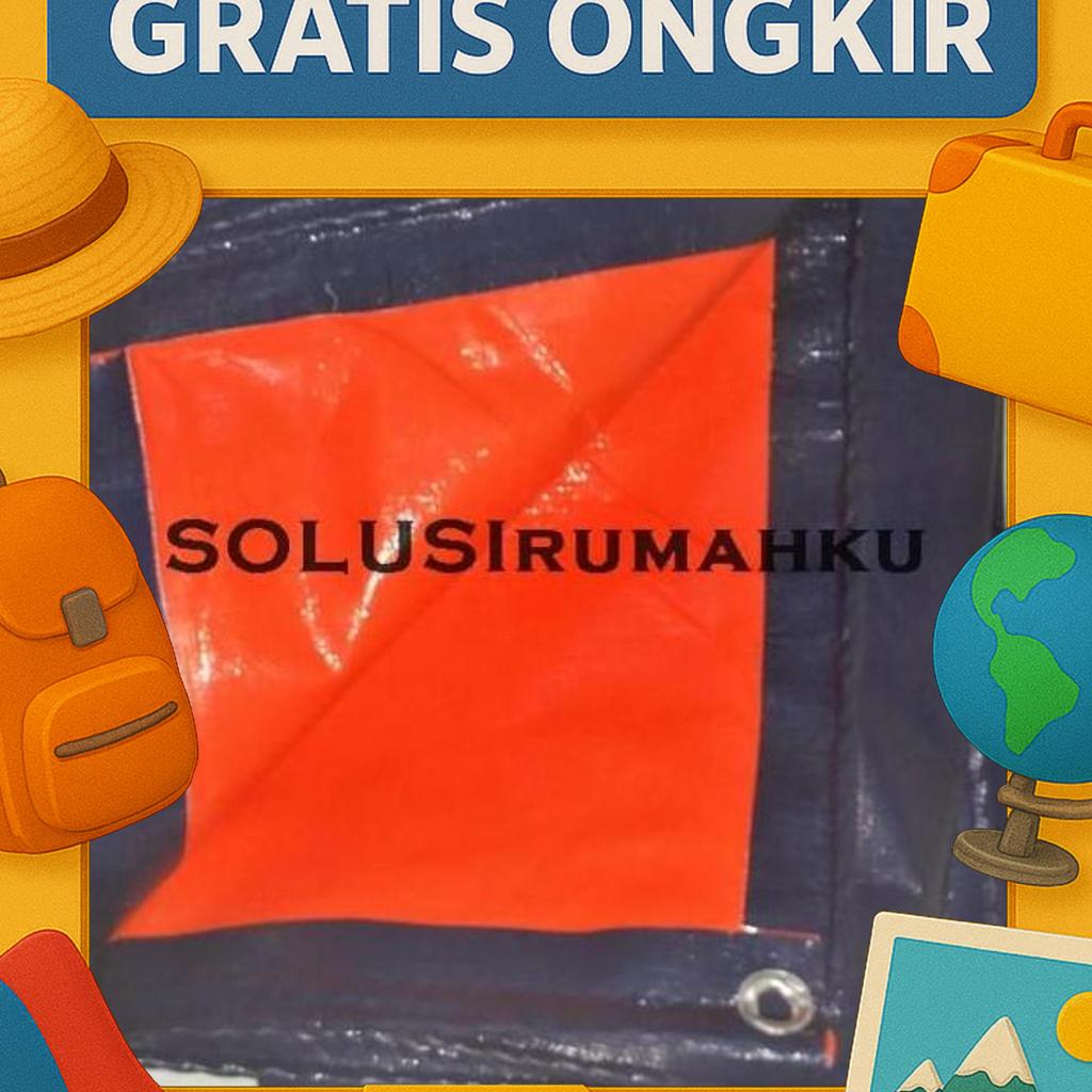 Terpal Biru Oranye Super A12 Tebal 6 X 8 Meter Press Jadi Blue Orange