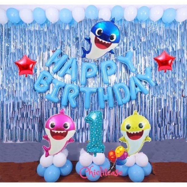 andalanMarket- Set paket balon ultah baby shark ulang tahun anak birthday ikan
