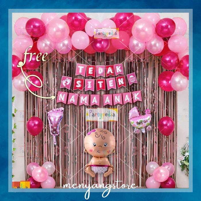 LAPAKRIAN PAKET DEKORASI TEDAK SITEN BAYI PEREMPUAN BALON LATEX SALE