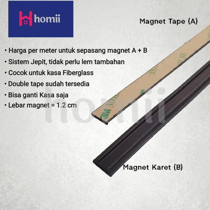 New- Homii Double Magnet DIY Kasa Nyamuk Fiberglass (Magnet Double Tape + Magnet Karet) Sepasang Mag